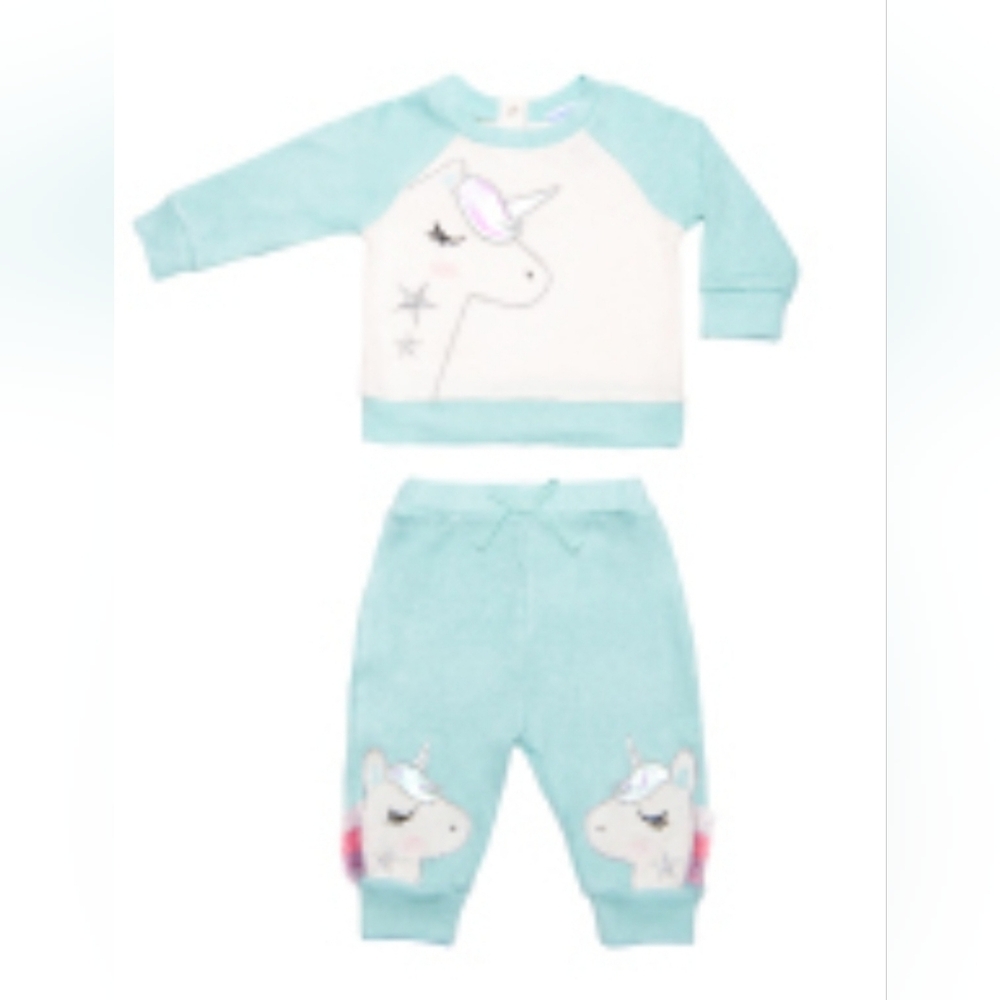 Robeez Luxe Graphic Unicorn Lounge 2 Piece Set Mint and White NWT Size: 6-9m - Picture 10 of 10